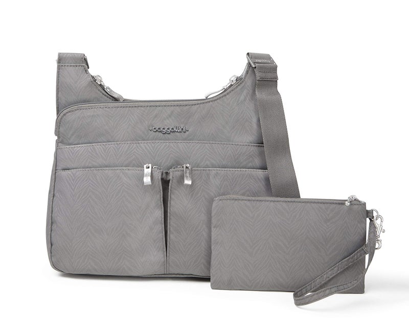 Baggallini Women's Cross Over Crossbody, Pewter Zebra - Image 1